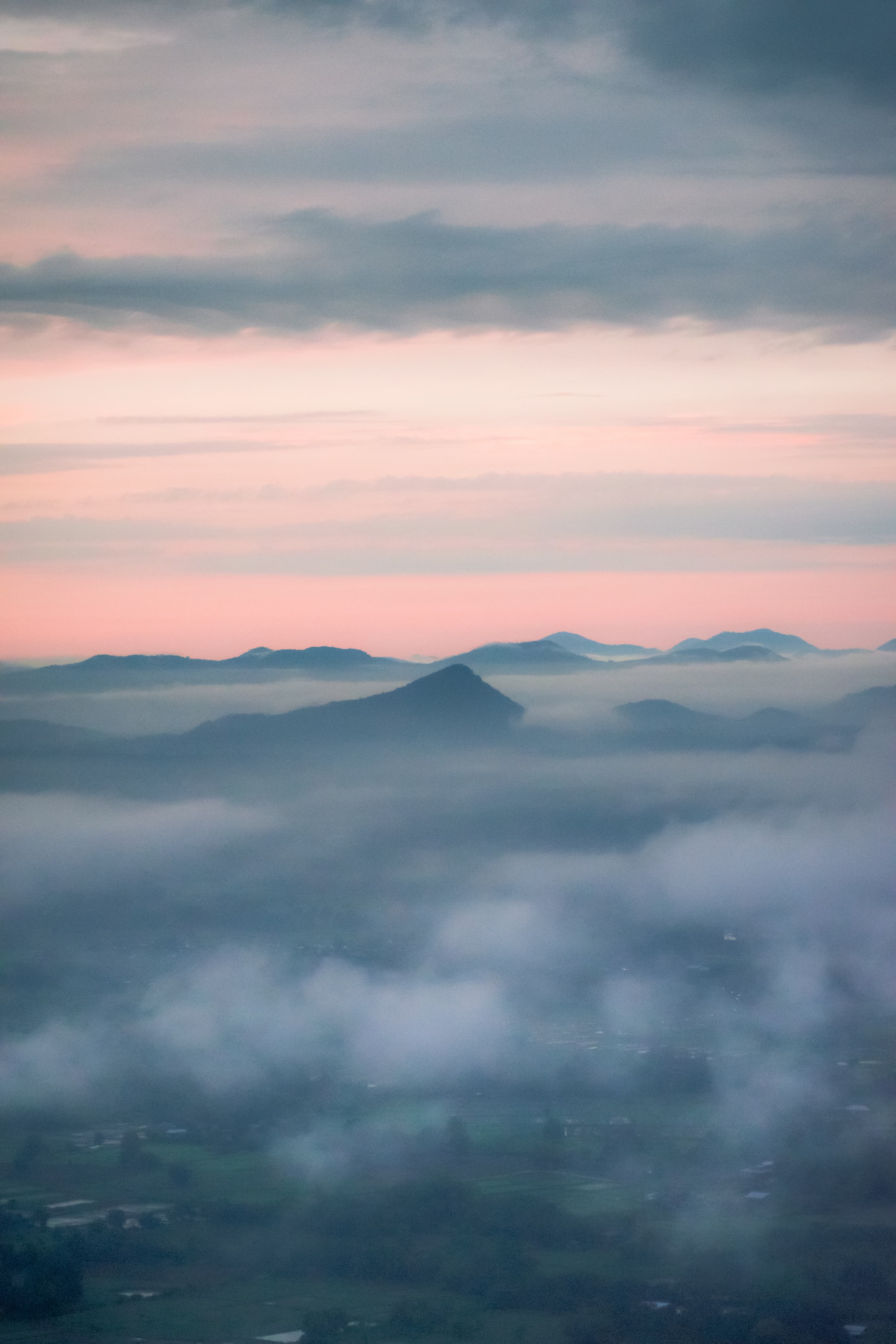 Phu Tok, Chiang Khan, Loei. Misty mountains in the morning.