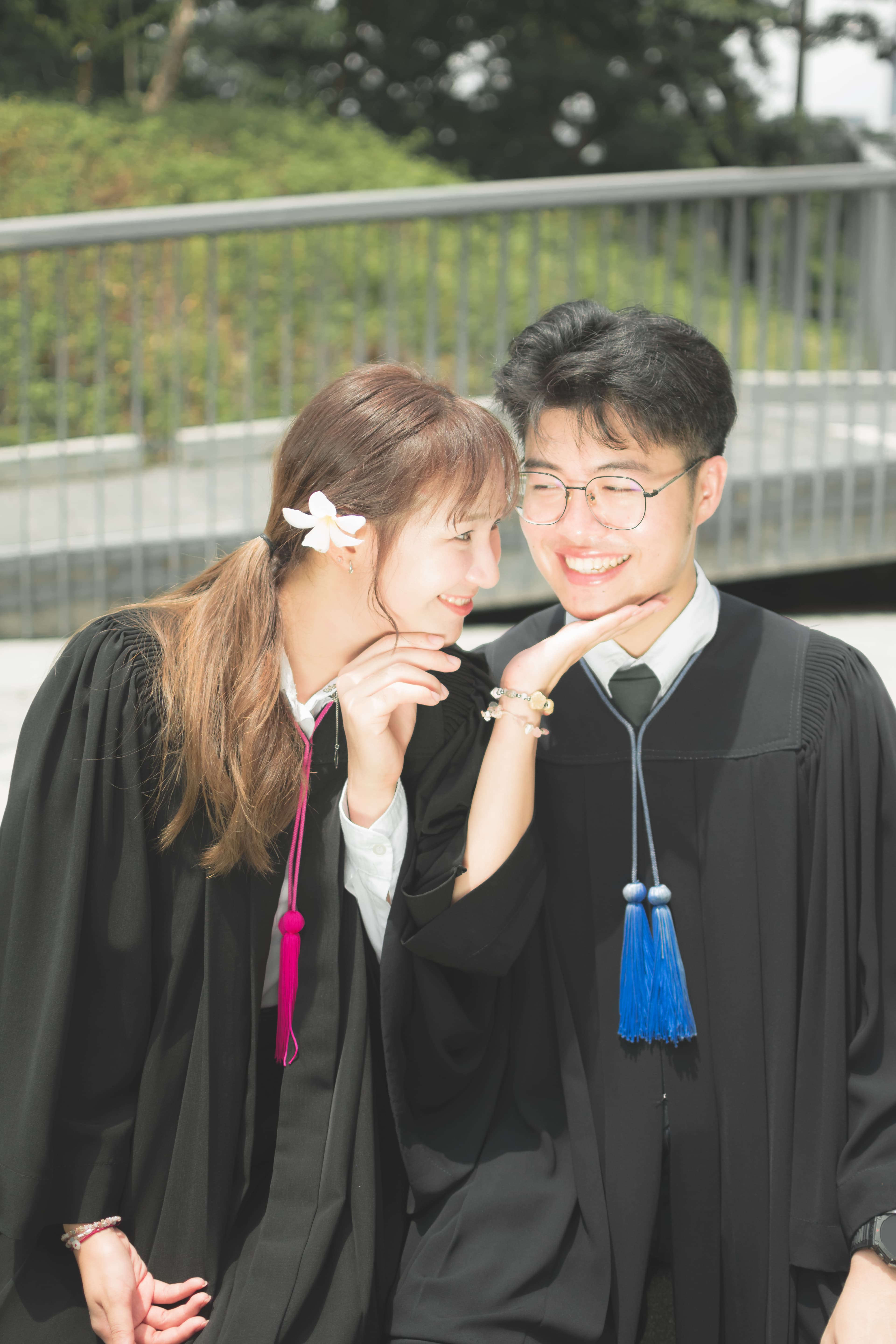 Couple graduation portraits